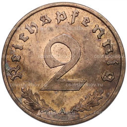 Монета 2 рейхспфеннига 1939 года A Германия