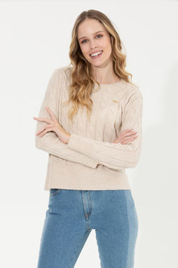 U. S. Polo Assn Женский кремовый свитер с круглым вырезом