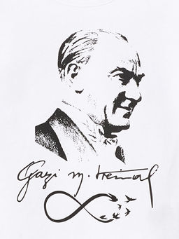 Bisiklet Yaka Atat?rk Bask?l? Uzun Kollu K?z ?ocuk Ti??rt