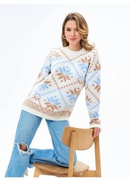 K13189 Джемпер (вязаный трикотаж) ГОЛУБОЙ