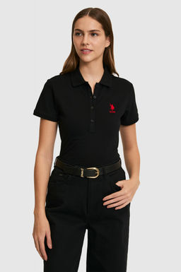 Kad_n Siyah Polo Yaka Basic Ti__rt
