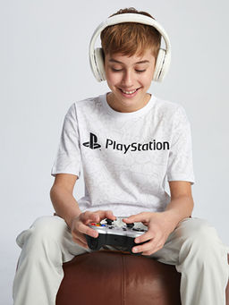 Bisiklet Yaka Playstation Bask?l? Penye Erkek ?ocuk Ti??rt
