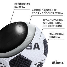 Мяч футбольный MINSA, PU, машинная сшивка, 32 панели, р. 3  фото 3