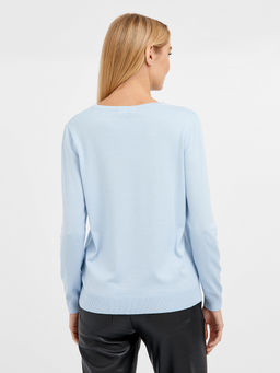 джемпер женский голубой с узором и с добавлением страз - Glenfield фото 5