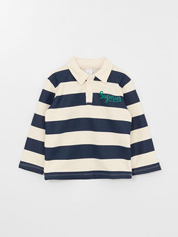 Polo Yaka Uzun Kollu ?izgili Erkek Bebek Sweatshirt - Waikiki фото 3