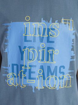 Bisiklet Yaka D?z Grafitili Erkek Ti??rt