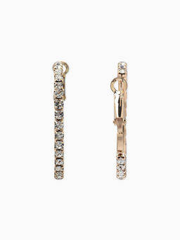 Цена за 2 шт. Серьги-кольца со стразами d=3,5см, цвет белый в золоте