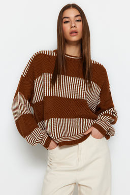 Ac?k Yesil Genis Kal?p Cizgili Triko Kazak TWOAW23KZ00012 - Trendyolmilla фото 26