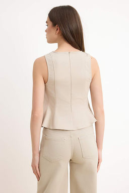 Bej Peplum Detayl? GabardinDokuma Bluz TWOSS26BZ00449 - Trendyolmilla фото 4