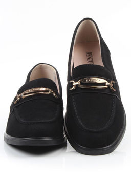 03-DEB33-3 BLACK Лоферы женские (натуральная замша)