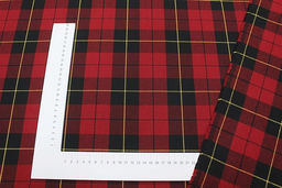 Фуле Клетка цв.красно-бордовый/черный, ш.1.45м, хлопок-100%, 180гр/м.кв - Купава фото 4