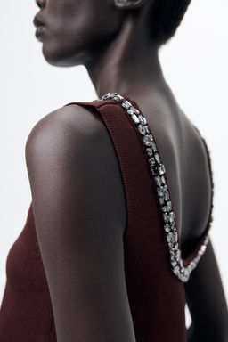 PLAIN KNIT TOP WITH RHINESTONE BEADS - Zara фото 4