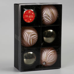 Ёлочные игрушки Морозная росшивь, шары новогодние, d=7.5 см, набор 6 шт., штрихи, МИКС - Зимнее волшебство фото 3