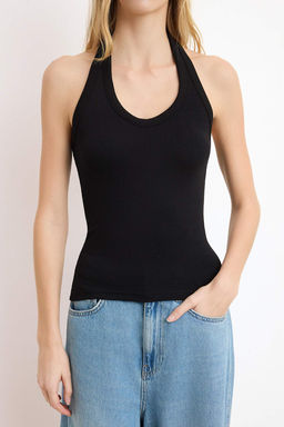 Siyah Fitted/Vucuda Oturan Boyundan Baglamal? Crop Yumusak Orme Atlet TWOSS26AL00016 - Trendyolmilla фото 3