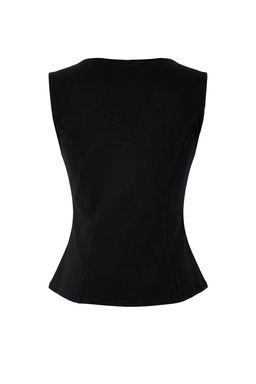 Siyah Fitted/Vucuda Oturan V Yaka Kolsuz Kemerli Interlok Orme Yelek TWOSS26YE00009 - Trendyolmilla фото 6