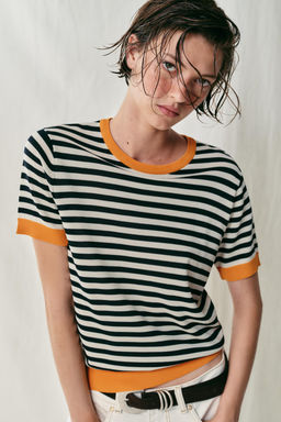 TOP PUNTO RAYAS / blanco-naranja - Zara фото 2