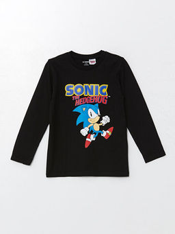 Bisiklet Yaka Sonic Bask?l? Erkek Bebek Ti??rt