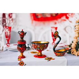 Фигурка «Самовар», хохлома, дерево