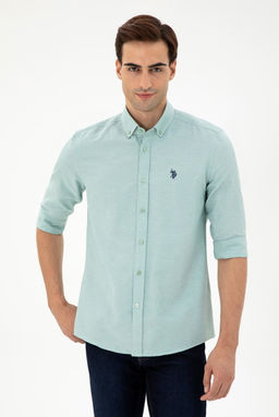 Мужская мятная базовая рубашка с длинным рукавом - U.s. polo assn фото 3