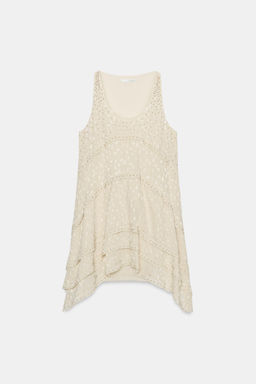 VESTIDO CORTO JACQUARD ZW COLLECTION / Crudo / Beige - Zara фото 7