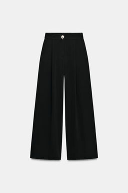 PANTAL?N PALAZZO BOT?N DORADO / Negro - Zara фото 5