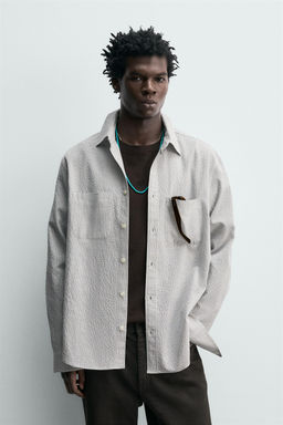 CAMISA CUADROS TEXTURA / Arena / Azul - Zara фото 2