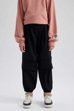 Хлопковые брюки с парашютом для девочек - Defacto фото 4