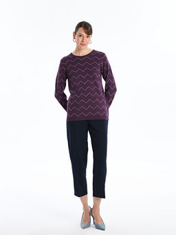 Bisiklet Yaka Desenli Kad?n Triko Kazak