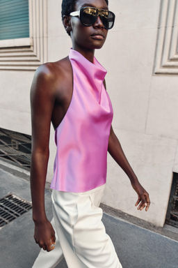 TOP HALTER SATINADO / Rosa / Lila - Zara фото 2