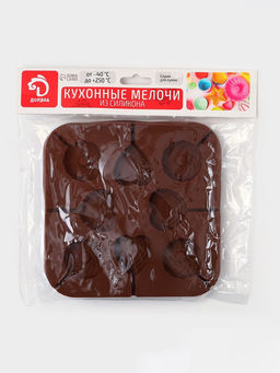 Форма для леденцов Доляна Свидание, силикон, 14.5?14.5?1.5 см, 8 ячеек (3.5?3.5 см), с палочками, коричневая