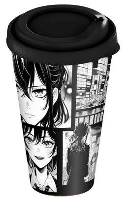 Цена за 2 шт. Стакан с крышкой 550мл с декором "Аниме" (черный) 223134830/01