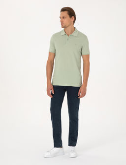 _a_la Slim Fit %100 Pamuk K_vr_lmaz Polo Yaka Basic Ti__rt
