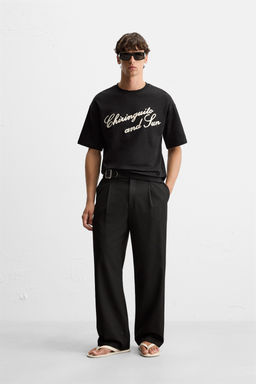 EMBROIDERED SLOGAN T-SHIRT