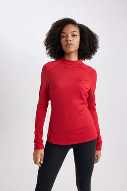 DeFactoFit Футболка с длинным рукавом и воротником стандартной посадки с принтом