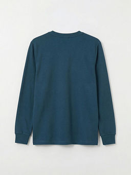 Bisiklet Yaka Bask?l? Erkek Sweatshirt