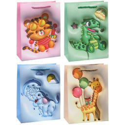 Пакет подарочный "Зоопарк" 18*24*8.5 см, микс