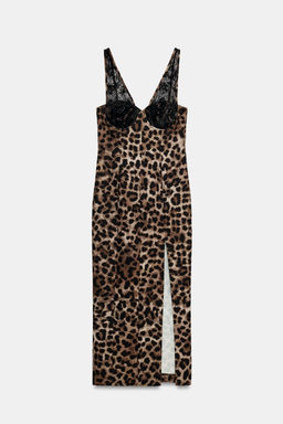 ANIMAL PRINT LACE MIDI DRESS - Zara фото 8