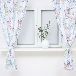 Шторы для кухни Доляна Акварельные листья 145*180- 2 шт, подхваты - 2 шт., 100% п/э  фото 2