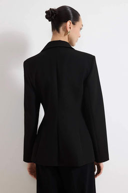 Siyah Kruvaze Kapama Astarl? Fitted Dokuma Blazer Ceket TWOSS26BC00022 - Trendyolmilla фото 8