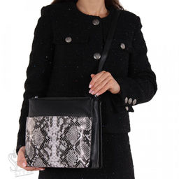 Сумка женская кожаная 9875-4-6 black gray Polina&Eiterou в Новосибирске  фото 2