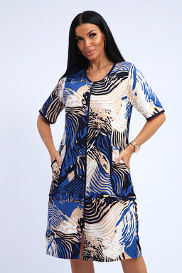 Халат женский на молнии с карманами (01057, синий) - Плиона фото 16