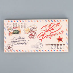 Цена за 5 шт. Коробка для шоколада, кондитерская упаковка С 23 Февраля, 17.3?8.8?1.5 см