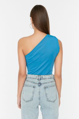 Indigo Asimetrik Yakal? Alttan C?tc?tl? Esnek Orme Body TWOSS22BD00014