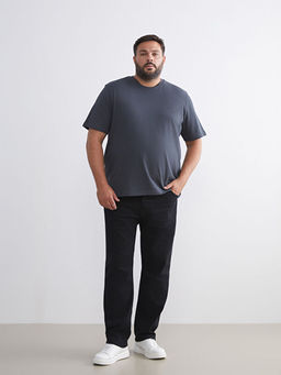 B?y?k Beden Bask?l? Penye Erkek Ti??rt