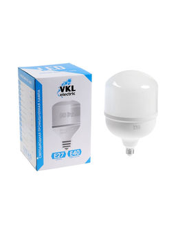 Лампа светодиодная VKL electric, бочка, 80 Вт, E27, переходник Е40, 7600 Лм, 6500K, IP20, 160×260мм,