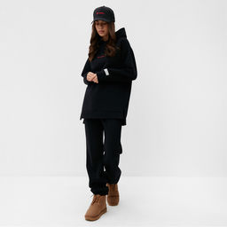 Джоггеры женские MIST Cozy style, чёрные, размер 48