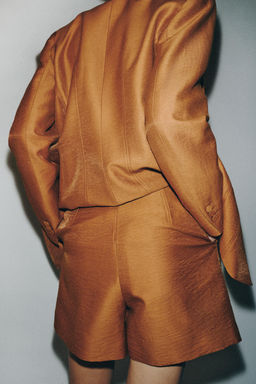 BLAZER CON LINO BOT?N FORRADO / Curry - Zara фото 3