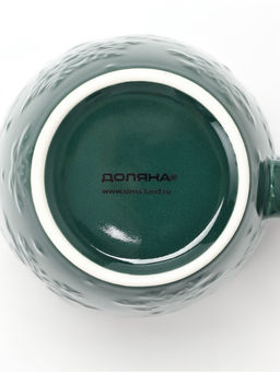 Кружка Доляна «Снежный новый год», 380 мл, фарфор, зелёная