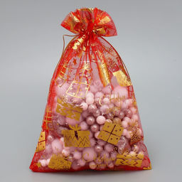 Цена за 20 шт. Мешочек подарочный органза Новогодние игрушки, 16 х 24 см +/- 1.5 см