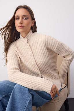 Wardrobe Essentials Tas Dik Yaka Genis Kal?p Fitilli Yumusak Dokulu Triko H?rka | TWOAW26HI00091